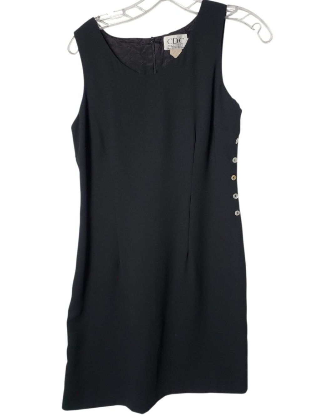 CDC Petites Vtg Sleeveless Sheath Dress W/Side Button Details Size Petite 8 - Picture 2 of 11